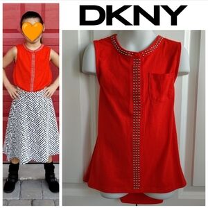 Orange Red Sleeveless Blouse